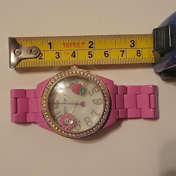 Betsey Johnson Pink and Gold Sparkle Watch With Floating Trinkets EUC - Picture 8 of 10
